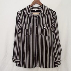 Black and Gray Striped Button Down